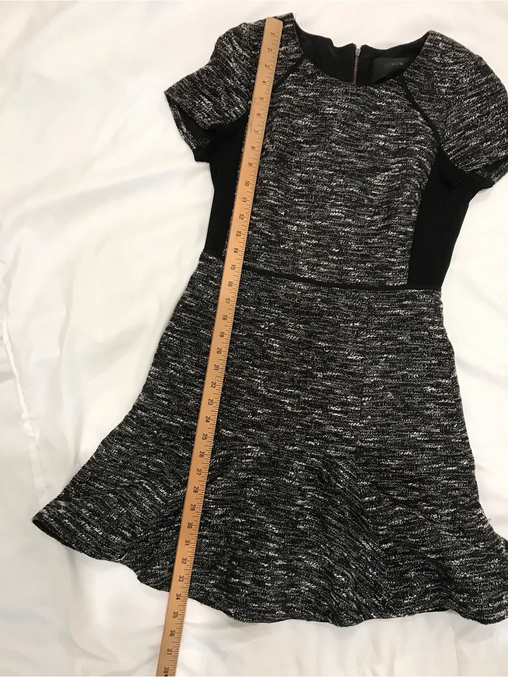 Ladies Black & Gray Textured Fit-and-Flare Dress
